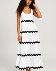 Robe Longue Femme Sans Manches – Imprimé Ondulé Col U Coupe Évasée