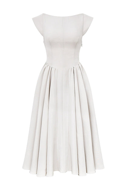 Robe Midi Femme Sans Manches Dos Nu – Col Rond Fluide