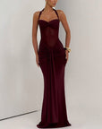 Robe Longue Moulante Froncée pour Femme – Robe de Soirée à Empiècement Transparent