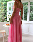 Robe Maxi Femme Sans Manches à Découpes en Coton – Coupe Fluide Ajustée Col V