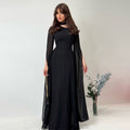 Robe Longue Femme Coupe A – Encolure Asymétrique à Découpe