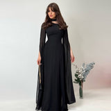 Robe Longue Femme Coupe A – Encolure Asymétrique à Découpe