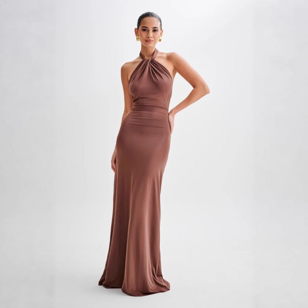Robe Longue Femme Dos Nu – Coupe Moulante Halter
