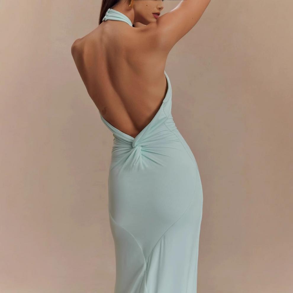 Robe Longue Femme Dos Nu – Coupe Moulante Halter