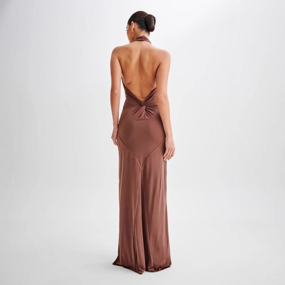Robe Longue Femme Dos Nu – Coupe Moulante Halter