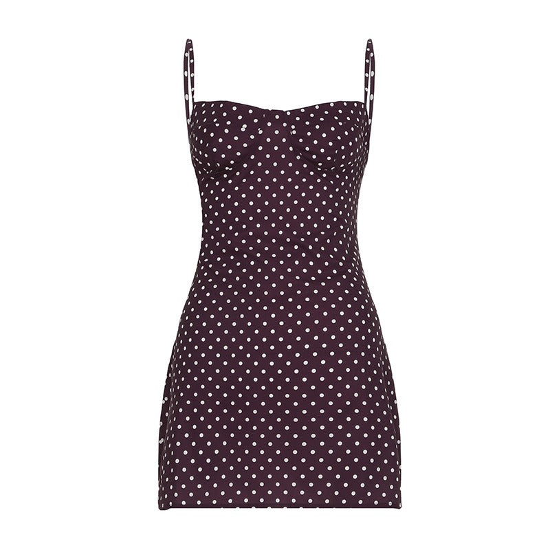 Robe Mini Femme en tissu léger, à pois, coupe moulante – Menvelo