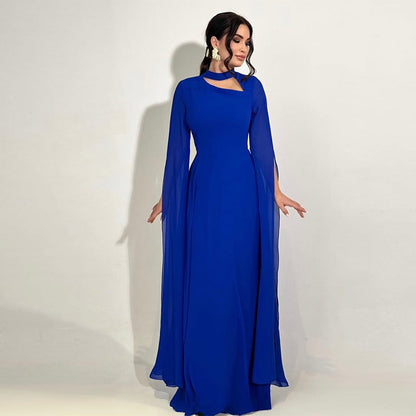 Robe Longue Femme Coupe A – Encolure Asymétrique à Découpe
