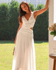 Robe Maxi Femme Sans Manches à Découpes en Coton – Coupe Fluide Ajustée Col V
