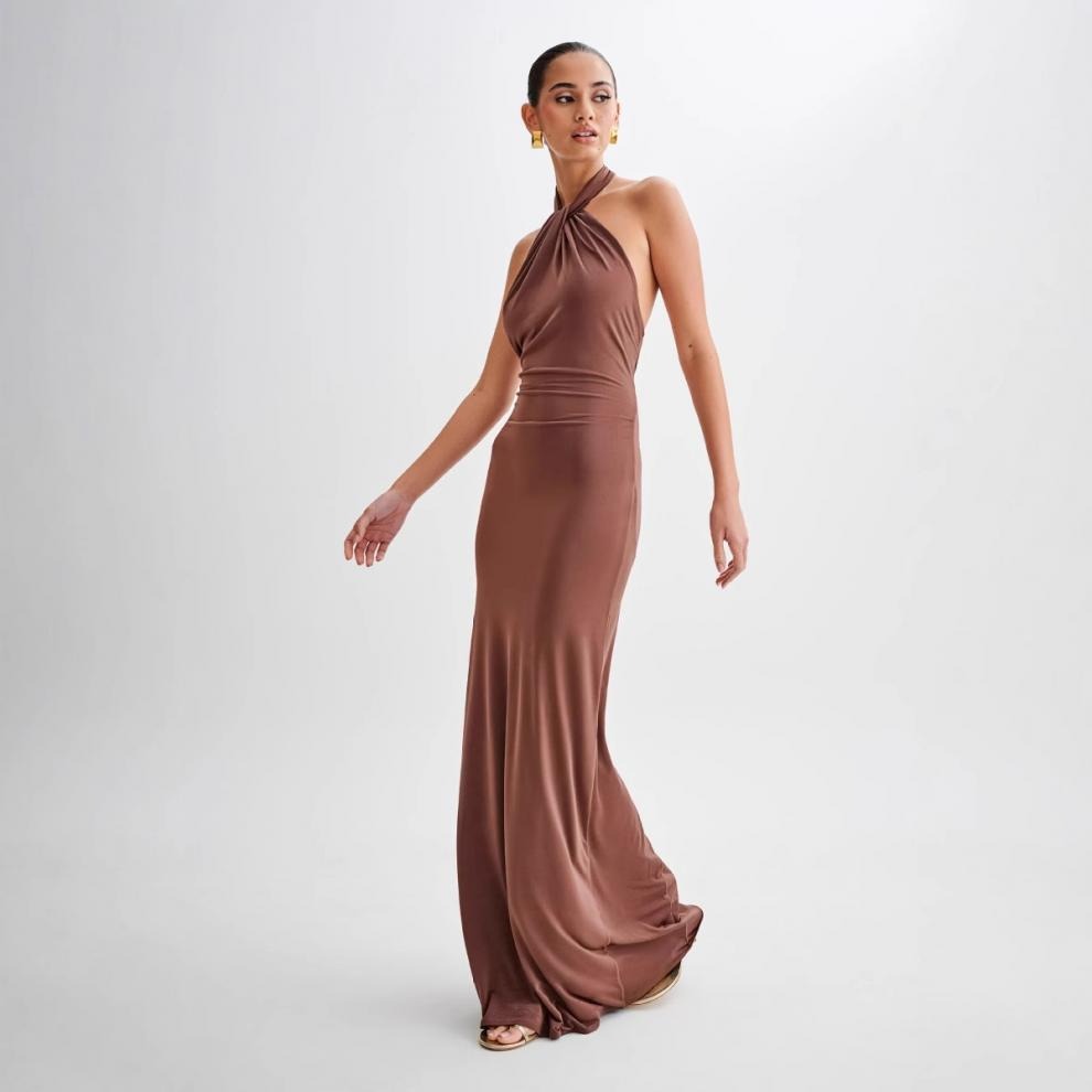 Robe Longue Femme Dos Nu – Coupe Moulante Halter