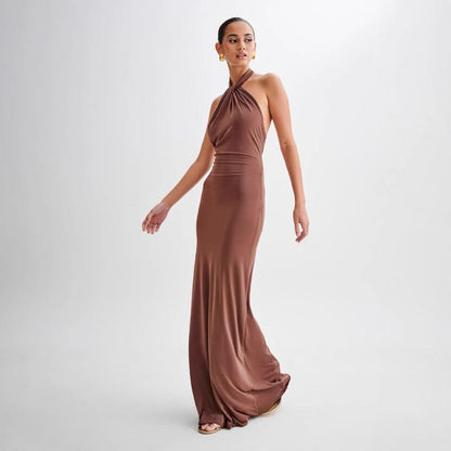 Robe Longue Femme Dos Nu – Coupe Moulante Halter