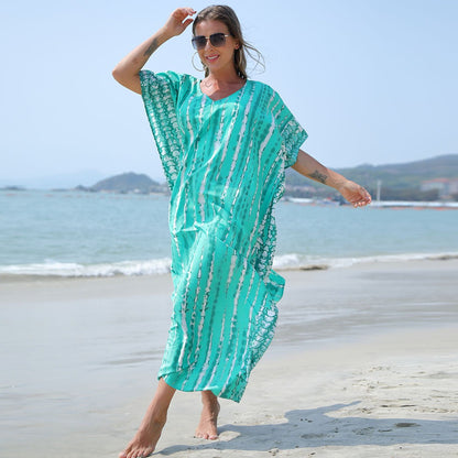 Robe Bohème Femme à Enfiler – Imprimé Rayures Verticales Abstraites