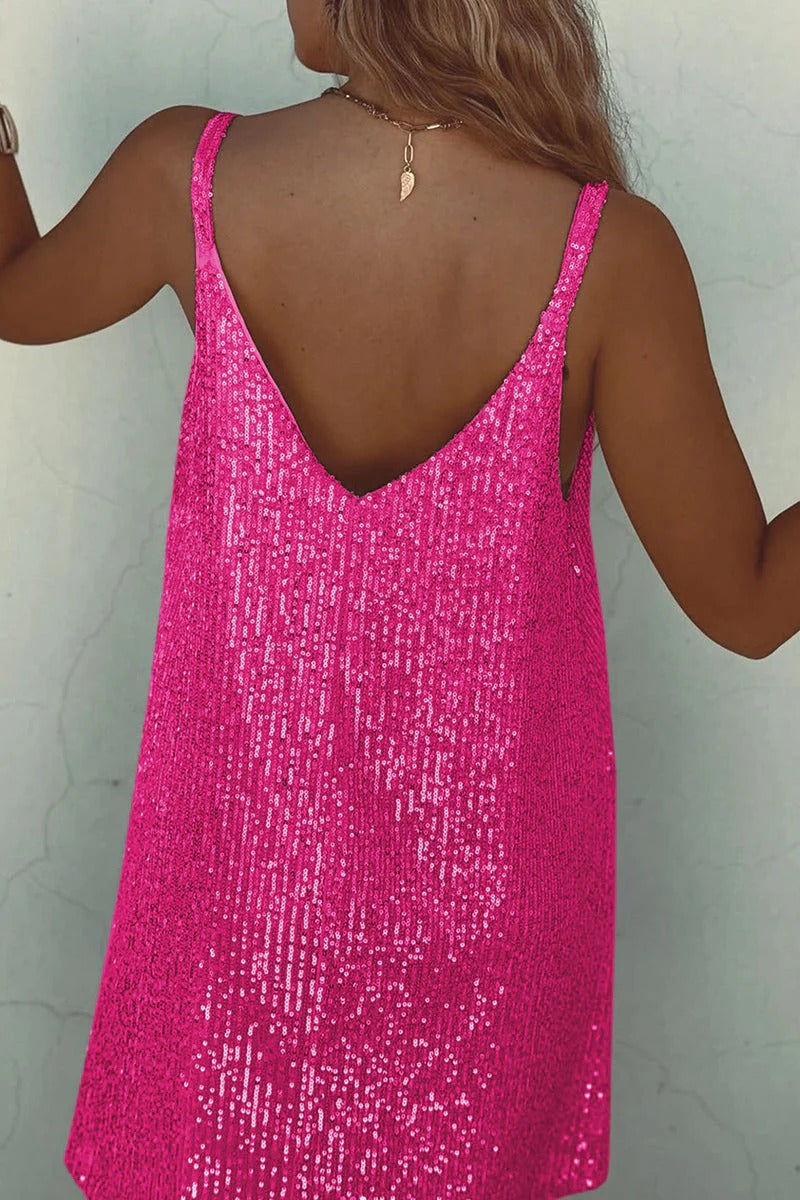 Robe Mini Femme en tissu léger, à paillettes, coupe moulante – Menvelo