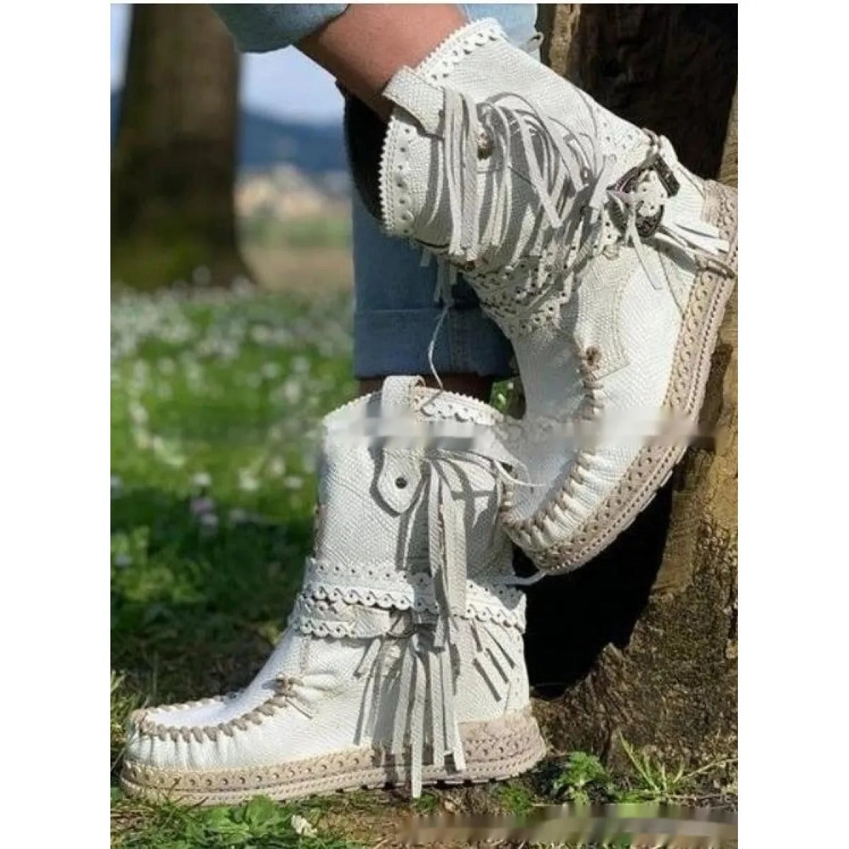 Bottes Western Femme Anaïs en Daim à Franges, Esprit Bohème