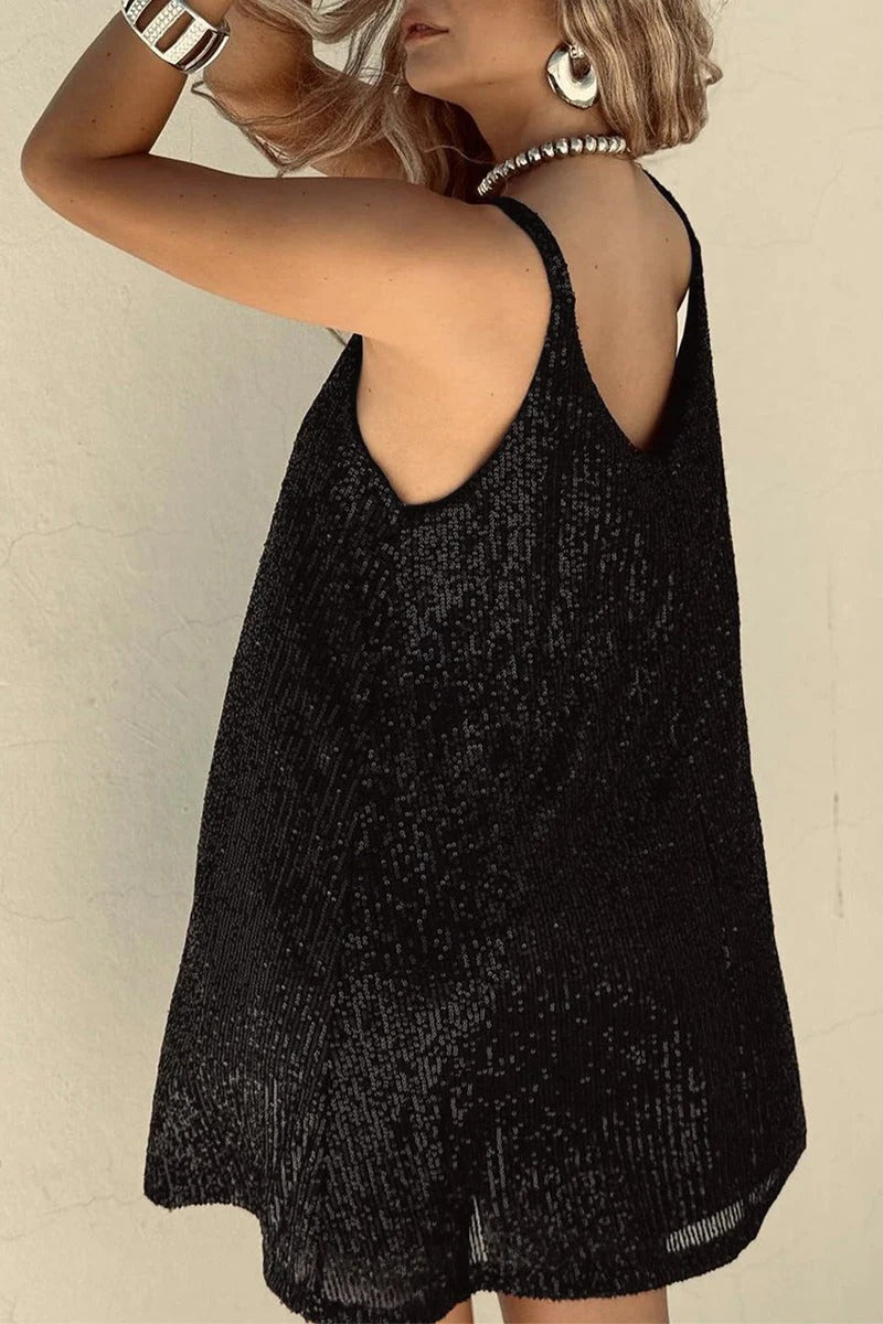 Robe Mini Femme en tissu léger, à paillettes, coupe moulante – Menvelo