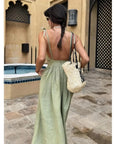 Robe Longue Femme Douce – Coupe Trapèze Sans Manches à Dos Ouvert