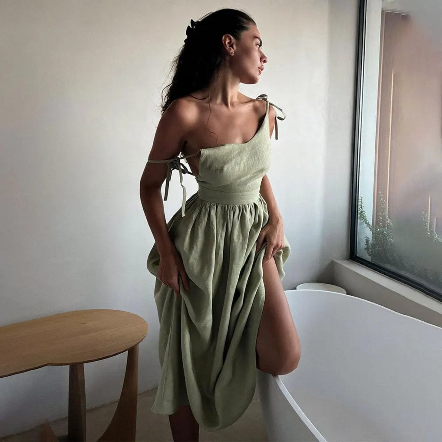 Robe Longue Femme Douce – Coupe Trapèze Sans Manches à Dos Ouvert