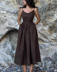 Robe Longue Femme Douce – Coupe Trapèze Sans Manches à Dos Ouvert