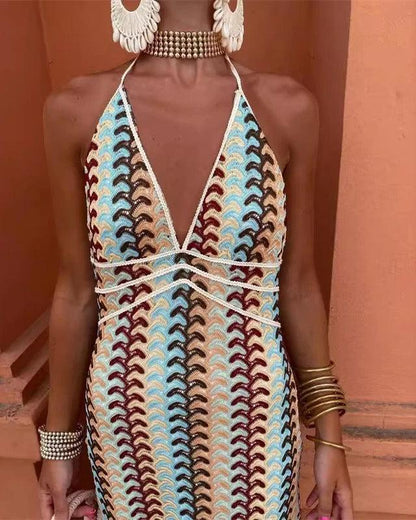 Robe Maxi Bohème Femme en Tissu Léger – Style Dos Nu à Dos Ouvert