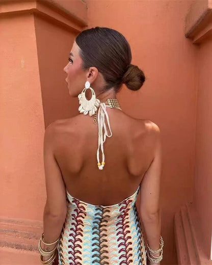 Robe Maxi Bohème Femme en Tissu Léger – Style Dos Nu à Dos Ouvert