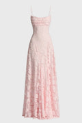 Robe Longue Femme avec Dentelle – Silhouette Fluide et Romantique