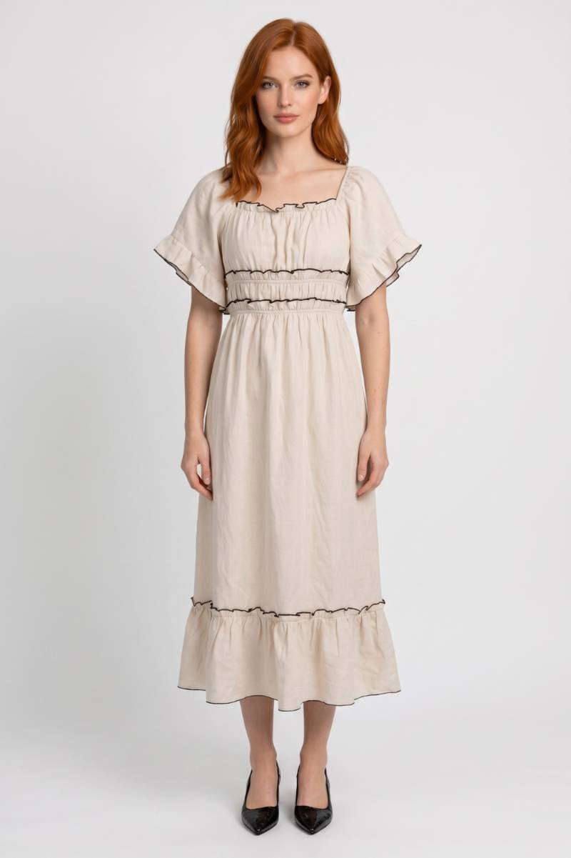 Robe Midi Femme à Volants – Coupe Fluide et Décontractée