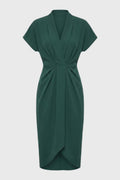 Robe Midi Femme à Portefeuille – Coupe Élégante et Plissée