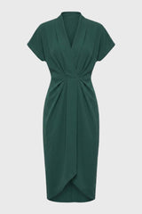 Robe Midi Femme à Portefeuille – Coupe Élégante et Plissée