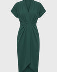 Robe Midi Femme à Portefeuille – Coupe Élégante et Plissée