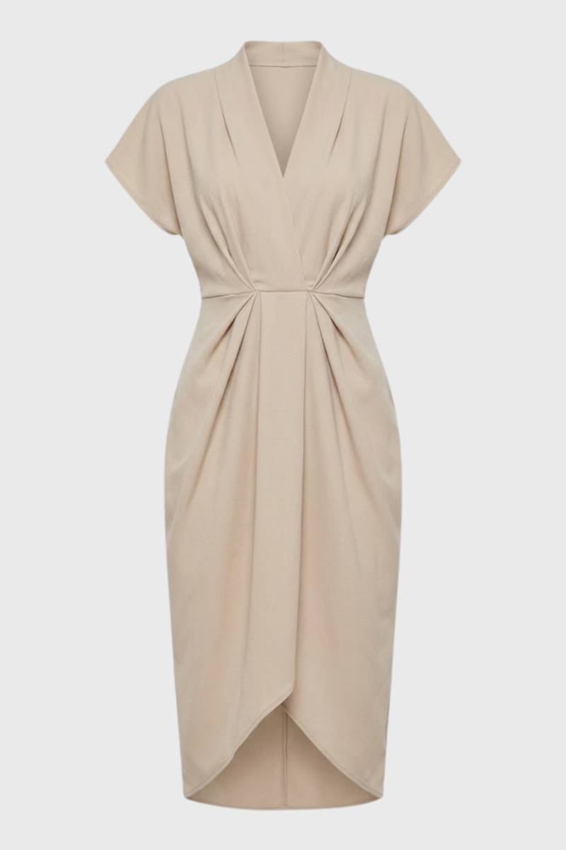 Robe Midi Femme à Portefeuille – Coupe Élégante et Plissée