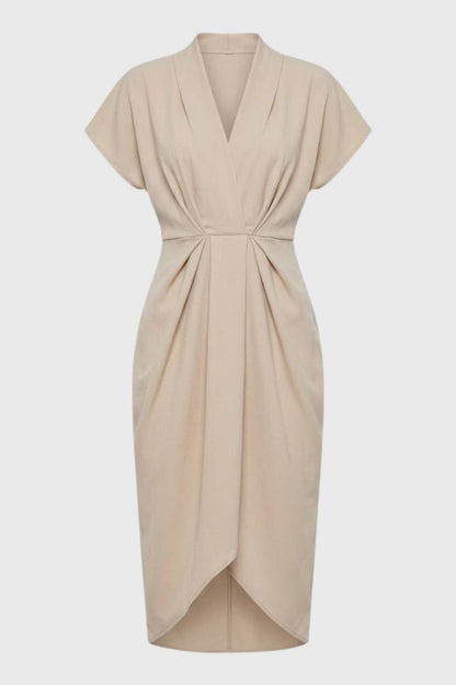 Robe Midi Femme à Portefeuille – Coupe Élégante et Plissée