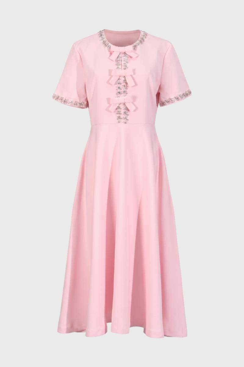 Robe Midi Femme avec Détails Nœud – Silhouette Romantique et Fluide