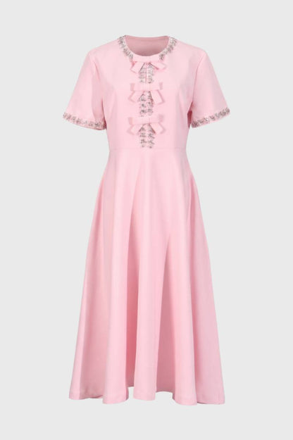 Robe Midi Femme avec Détails Nœud – Silhouette Romantique et Fluide
