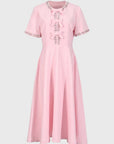 Robe Midi Femme avec Détails Nœud – Silhouette Romantique et Fluide