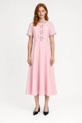 Robe Midi Femme avec Détails Nœud – Silhouette Romantique et Fluide