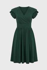 Robe Femme Midi Portefeuille – Manches Papillon et Coupe Flatteuse