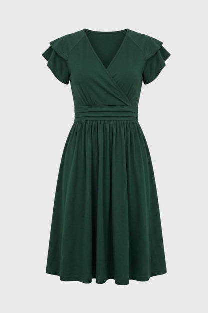 Robe Femme Midi Portefeuille – Manches Papillon et Coupe Flatteuse