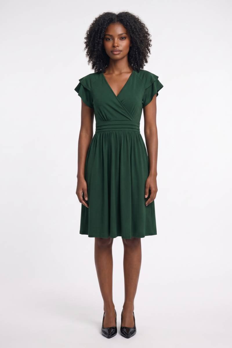 Robe Femme Midi Portefeuille – Manches Papillon et Coupe Flatteuse
