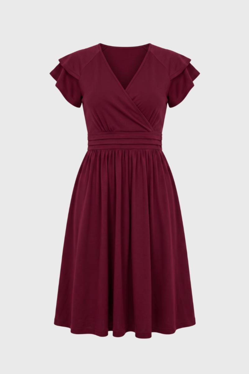 Robe Femme Midi Portefeuille – Manches Papillon et Coupe Flatteuse