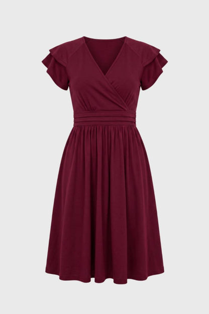 Robe Femme Midi Portefeuille – Manches Papillon et Coupe Flatteuse