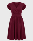 Robe Femme Midi Portefeuille – Manches Papillon et Coupe Flatteuse