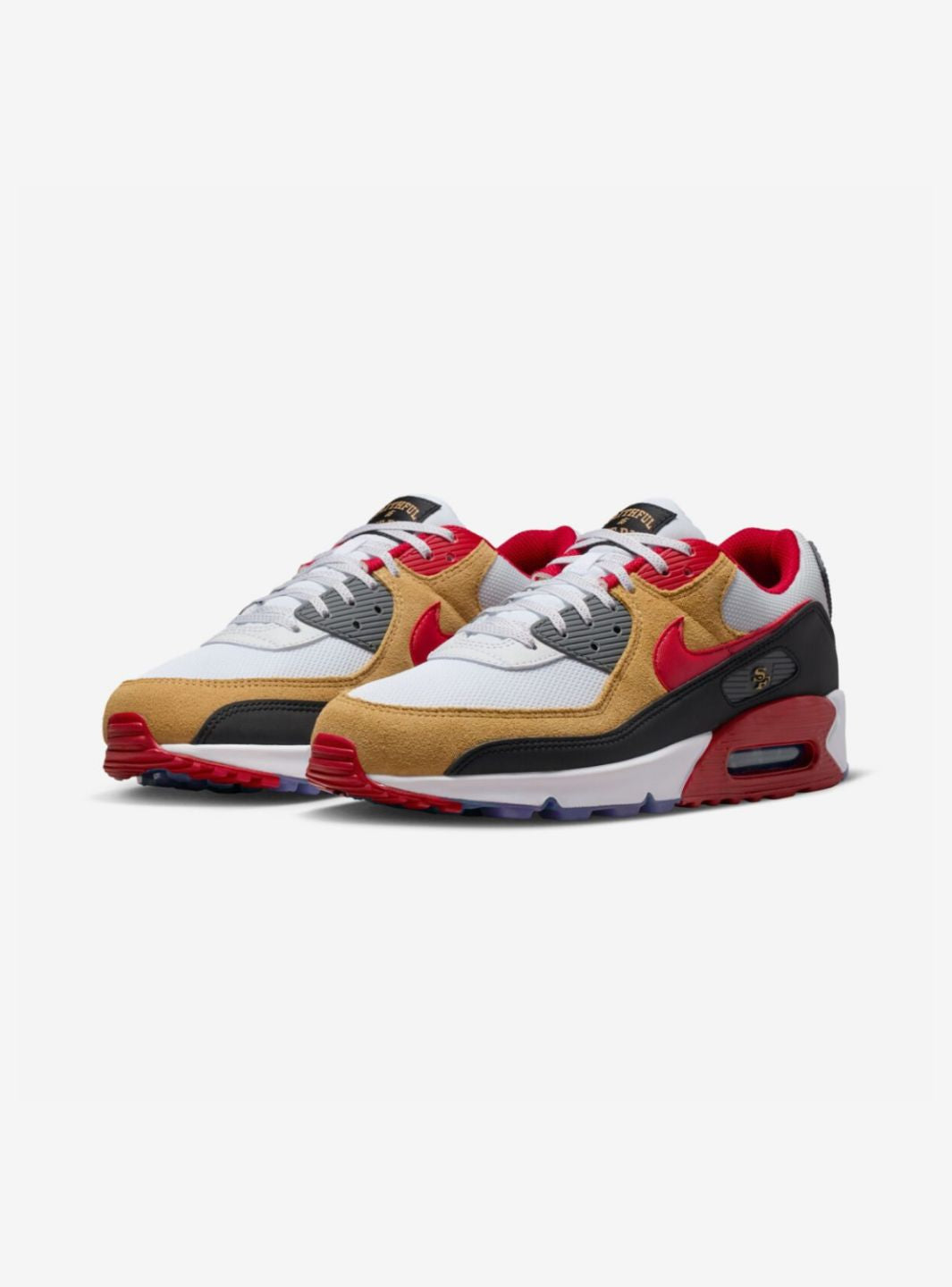 Nike Air Max 90 San Francisco 49ers Baskets Blanc Rouge Homme Femme - 2