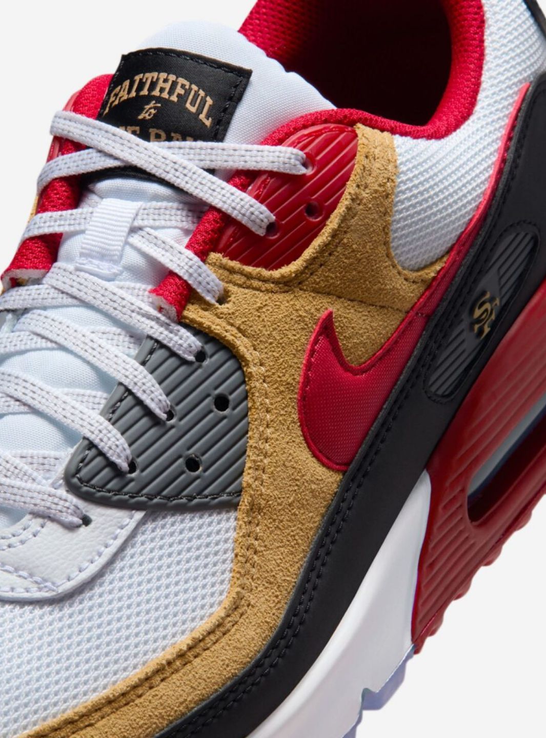 Nike Air Max 90 San Francisco 49ers Baskets Blanc Rouge Homme Femme - 3