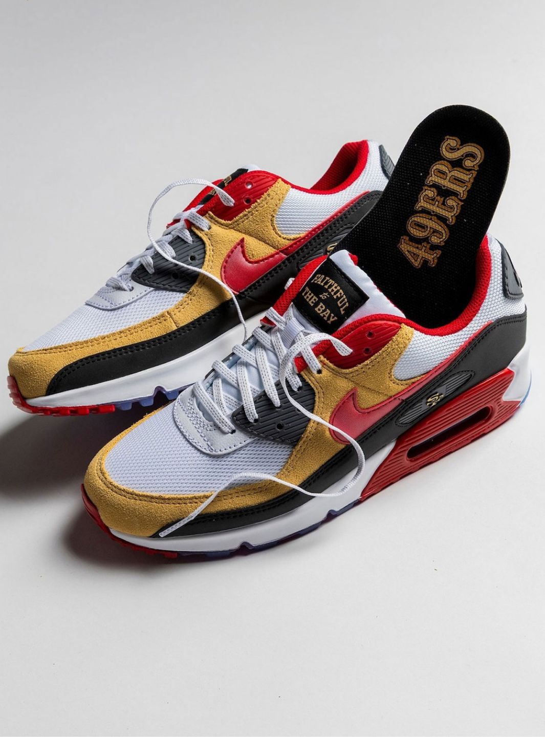 Nike Air Max 90 San Francisco 49ers Baskets Blanc Rouge Homme Femme - 10