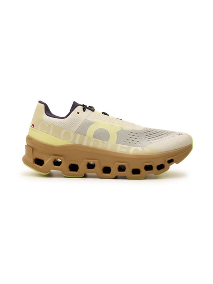 On Cloudmonster Cream/Dune | Homme | Chaussures Running | Amorti Helion