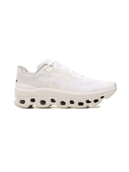 On Cloudmonster Void White/White | Homme | Chaussures Running | Mesh Tactile
