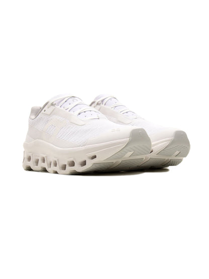 On Cloudmonster Void White/White | Homme | Chaussures Running | Mesh Tactile