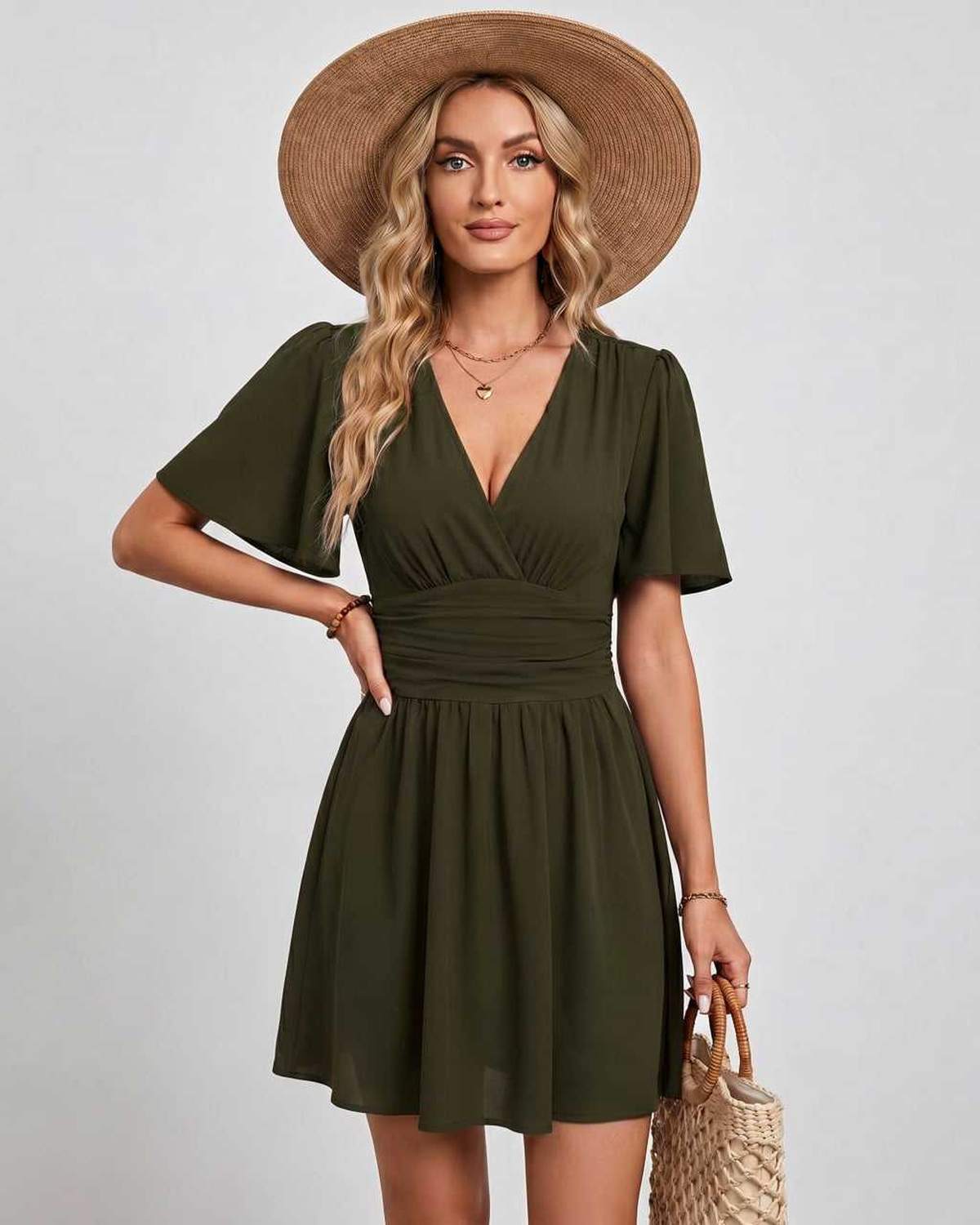 Robe Mini Mousseline | Robe Col En V | Menvelo