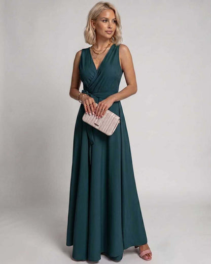 Robe Maxi Satinée | Robe Longue Cache-Cœur | Menvelo