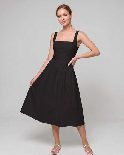 Robe Midi Légère | Robe Col Carré | Menvelo
