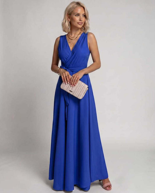 Robe Maxi Satinée | Robe Longue Cache-Cœur | Menvelo